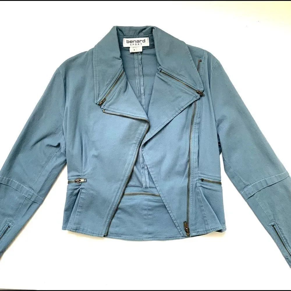 Vintage Cotton Stretch Moto Zipper Crop Jacket